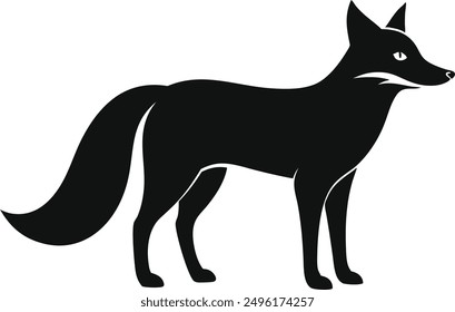 fox black Silhouette vector art Illustration with white background