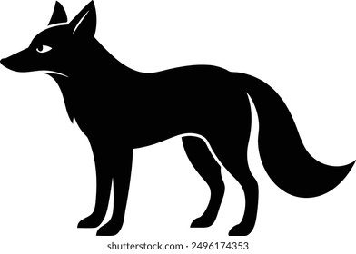 Fuchs schwarz Silhouette Vektorgrafik Illustration mit weißem Hintergrund