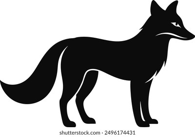 fox negro Ilustración de Arte vectorial de silueta con fondo blanco