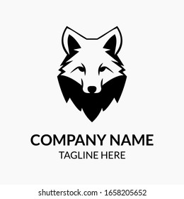 Fox Black and white color, Elegant vector Logo