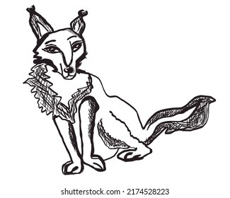 Fox Black White Illustration Vector Image Stock Vector (Royalty Free ...