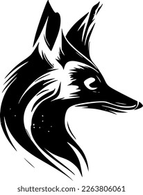 Fox - Black and White Isolated Icon - Vector illustration