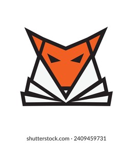 Vector de diseño simple del logo del libro Fox. Estilo minimalista