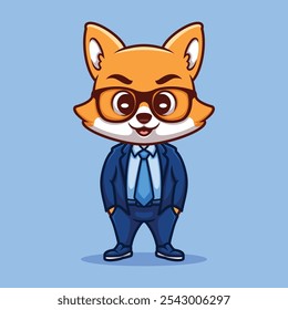 Mascote de ilustração de vetor de desenhos animados Fox Boss