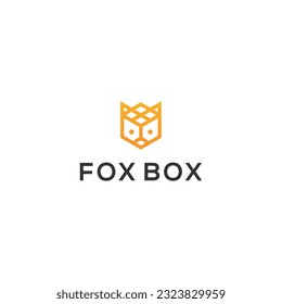 fox box cube geometric logo vector template	