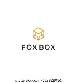 fox box cube geometric logo vector template	