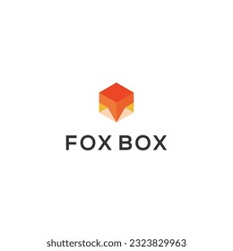 fox box cube geometric logo vector template	