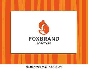 Fox brand - the orange fox logo, emblem, illustration in a minimalistic style