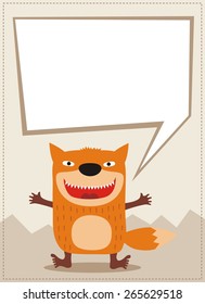 Fox with bubble speech, box for your text