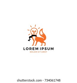 fox bulb lamp smart idea logo template vector icon