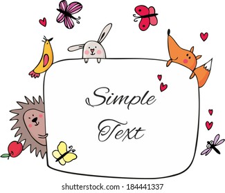 fox, bunny and hedgehog holding frame