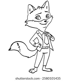 fox in a business suit characters for the game vector
