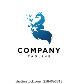 Fox and Butterfly Logo Icon vector.