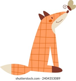 Fox And Butterfly Vector Illustration