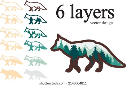 fox canine forest vector wood cutting cute predator orange layers pyrography laser gift layered mammal wild isolated animal vector collecion design coloring