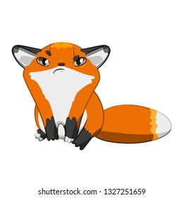 Fox. Cartoon animal. Cute red fox. Stock Vector illustration. White background. Transparency.
