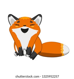 Fox. Cartoon animal. Emotion, sticker, emoji, smiley, character. Cute red fox. Stock Vector illustration. White background. Transparency.