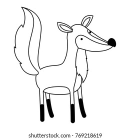 fox cartoon in black silhouette with thin contour