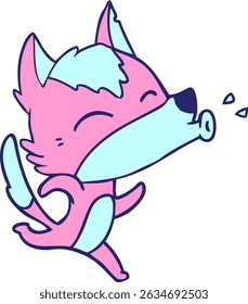 fox cartoon character in bright neon colors