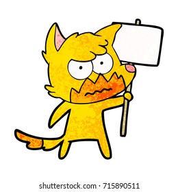 fox cartoon character with protest sign