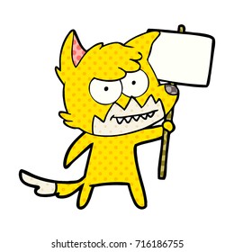 fox cartoon character with protest sign