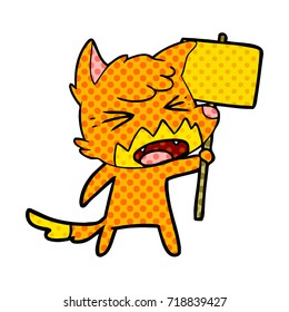 fox cartoon character with protest sign