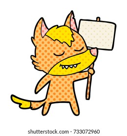 fox cartoon character with protest sign