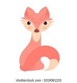 Fox. Cartoon character. White background.