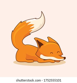 Fox Cartoon Cute Animals Isolated