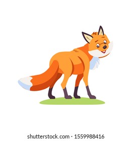 Fox Cartoon Cute Fox Turns Viewer Stock Vector (Royalty Free ...