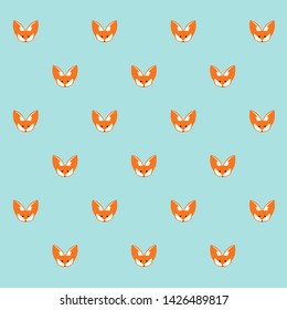 Fox cartoon cute vector animal seamless pattern. Vector ilustration