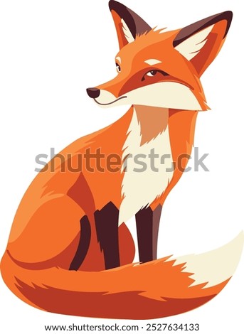 Fox Cartoon and Cute Wild Animals. Flat Vector Illustrations in Fun Children's Style