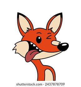 fox cartoon design element for logo, poster, card, banner, emblem, t shirt. Vector illustration