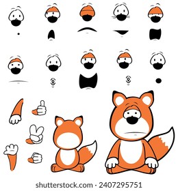 fox cartoon expressions pack collection in vector format