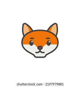Fox cartoon face filled outline icon, line vector sign, linear colorful pictogram isolated on white. Symbol, logo illustration. Vector graphics