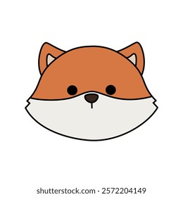 fox cartoon face On white background
