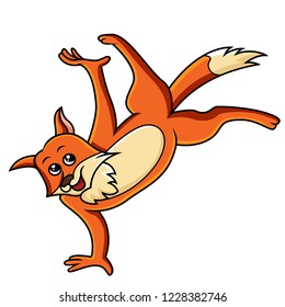 fox cartoon handstand isolated on white background