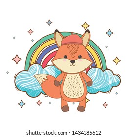 Fox cartoon with hat design