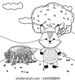 Fox cartoon with hat design
