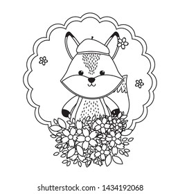 Fox cartoon with hat design