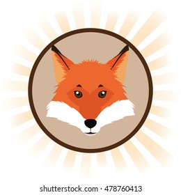 fox cartoon inside circle design