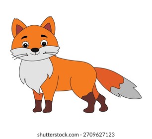 Un zorro de dibujos animados sobre fondo blanco