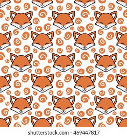 Fox Cartoon Seamless Pattern