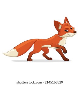 Fox in cartoon style. Fox vector illustration, character design.