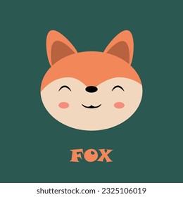 Fox cartoon.  Vector illustration for nursery, poster, birthday greeting cards, baby shower, textile fabric