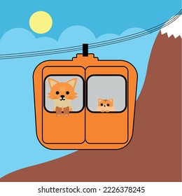 Fox and Cat  in a Gondola Lift  