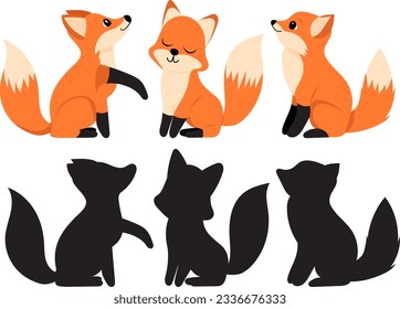 fox character, cartoon in flat style vector