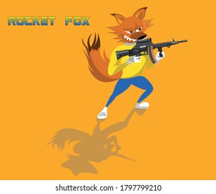 Caricatura del personaje de Fox con arma