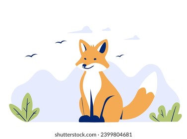 Fox character, flat vector illustration.