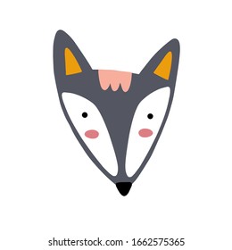 Dibujo de personaje de Fox. Dibujo de dibujos animados de tipo animal vectorial. Icono abstracto para carteles de bebés, huellas de arte, ropa de moda o pegatinas.